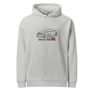 Nissan Skyline GTR MK4 Hoodie – Organic cotton relaxed fit – Unisex - Heather Grey, S